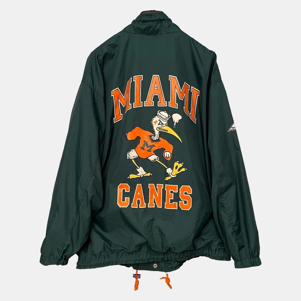 Vintage Apex One Miami Hurricanes Windbreaker Jacket Green XL Sebastian the Ibis